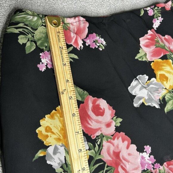 Chaps Skirt Womens Large Black Floral Ruffle Layered Midi Boho Dark Floral Fairy - Picture 6 of 7